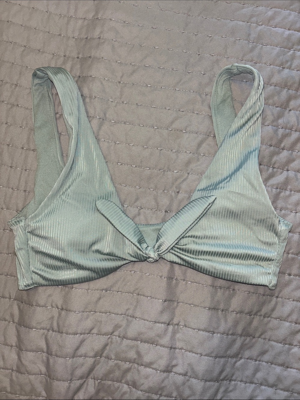 No Boundaries Sage Green Ribbed Bikini Top